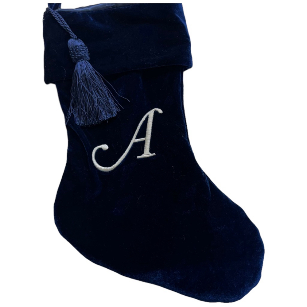Blue Christmas Stocking with letter A